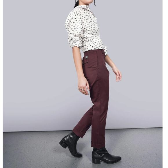 Wildfang size 16 The Essential Trouser Pants wp4500 Stretch Merlot - Picture 1 of 11
